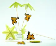 MONKEY PALM TREE UMBRELLA 8" LONG WOOD COCKTAIL PICKS SKEWERS TIKI BAR-BOX of 50