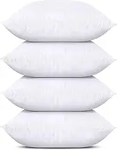 Keeble Outlets Bedding Throw Pillows White, 18 x 18 Inches Pillows for Sofa, Bed and Couch Decorative Stuffer Pillows, Sham Stuffer, Machine Washable, Fluffy and Cozy for Bed Couch Indoor Set of 4