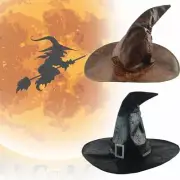 Brown Leather Witch Wizard Hats Halloween Party Headwear Party Props Cosplay