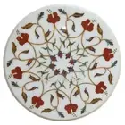 Marquetry Art Balcony Side Table for Home Decor White Marble Coffee Table Top