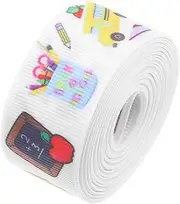 DIYEAH 1 Roll Decorative Ribbon for Teacher Themed DIY Present Box Wrapping Ribbon for Graduation Party and School Activities Ruler Print Design Wide