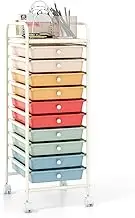 ARLIME 10-Drawer Storage Cart, 10 Drawer Trolley, Rolling Organizer Cart, Scrapbook Paper Organizer, Suitable for Office and School, Rolling Office Storage Tools (Macaron)