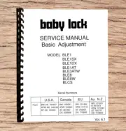 Baby Lock Models BLE3ATW Sewing Machine Service Printed Manual Comb Bound