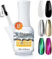 Top Coat, Top Coat for Metallic Painting Gel, No Wipe Top Gel Polish for Metallic Gel Nail Polish, Chrome Nail Polish, Chrome Nail Powder, Mirror Nail Gel, Easy to Make Mirror Chrome Effect 15ml