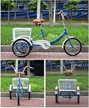 Adults Tricycle 16 Inch Cruiser Trike 3 Wheels Bike with Large Basket for Shopping Outdoor Sports Men Women Picnic Cycling Pedalling