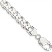 [JewelryWeb] 925 Sterling Silver Solid Polished 9mm Curb Chain Bracelet Lobster Claw Link-Bracelet for Women and Men