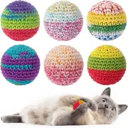 Woolen Cat Toy Balls Bell Inside Fun Indoor Chew Toys for Kitten Play 6 Pack