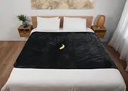 Velvety Waterproof Blanket Black XL 200 x 140 cm, Couples Blanket, Absorbent Blanket, Water Proof Blanket, Black Mattress Protector