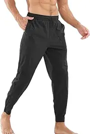 Surenow Mens Athletic Lightweight Workout Sweatpants Multiple Pockets Gym Quick-Drying Joggers Tapered Fit Training Pants