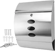 Wall Mounted Mailbox, Stainless Steel Rainproof Locking Security Mailbox with Key Lock Large Capacity Mail Post Box Curved Letterbox for Home Outdoor, Easy to Install