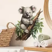 MEFOSS Removable Cute Koala Wall Decal Koala on Branch Wall Sticker Peel and Stick Watercolor Animal Wall Art Decor Stickers for Kids Baby Classroom Living Room Playing Room Bedroom