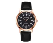 Watch Diamond Watch Fashion Watch Quartz Watch Leisure Watch (Rose Gold Frame Large Black)