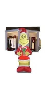 9ft Grinch Holding Candy Canes Christmas Light Up LED Airblown Inflatable Decor
