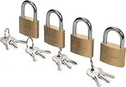 Silverline 675152 Solid Brass Keyed-Alike Padlocks 40mm Pack of 4