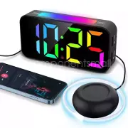 Digital Alarm Clock with Shaker RGB Night Lights LED Color Display Bedroom Clock