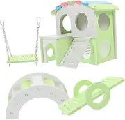 1Set Hamster Hideout with Ladder Platform Pet Supply for Hamsters Guinea Pigs Animals Safe Bite Resistant Mouse Habitat Fun