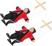 HONMEET Unique Pirate Marionette Toys for Boys and Girls Wooden Puppet Family Safe Pull String Toys