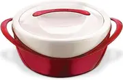 Pinnacle Thermoware Large Insulated Casserole Dish With Lid 3.6 Qt. Elegant Hot Pot Food Warmer/Cooler -Thermal Soup/Salad Serving Bowl Stainless Steel Hot Food Container Red 3.6 Qt
