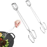 Scissor Cooking Tongs, Stainless Steel Kitchen Food Tongs for Cooking, Metal Barbecue Bread Buffet Pliers, Heat Resistant for BBQ and Cooking Set of 2