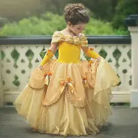 在飛比找樂天市場購物網優惠-美女與野獸貝兒公主裙女童幼稚園表演服公主裙兒童蓬蓬紗禮服裙角