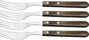Tramontina Jumbo Stainless Steel Steak Fork Set with Polywood Handles 4-Pieces, Brown