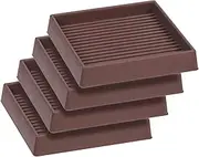 Tanstic 4Pcs 3x3 Square Rubber Furniture Caster Cups with Anti-Sliding Floor Grip Square Rubber Anti Skid Caster Cups Non Slip Furniture Pads for Sofa Bed Chair(Brown)
