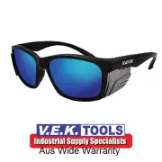 MAXISAFE Rayzr Safety Glasses Black Frame Blue Mirror Polarised Lens-BOLLE AVAIL