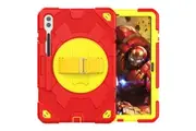 Samsung Galaxy Tab S10+ 12.4 inch 2024 Super-Hero Hand Strap Case with Screen Protector & Shoulder Strap (RedYellow)