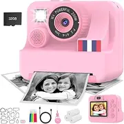 Yosfeng Instant Print Camera for Kids, Christmas Birthday Girls Gifts for Age 3 4 5 6 7 8 9 10 Year Old, 2.4 Inch Screen Kids Instant Camera Print Photo, Digital Video Cameras Toys 3-12