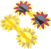[VERDANVERSE] 2pcs Hawaiian Sunflower Sunglasses Party Favors Lightweight Plastic Party Glasses for Photo Booth Props