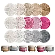8 Pack Round Placemats Set Handmade Woven Cotton Rope Table Mats Heat Resistant