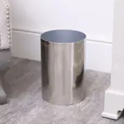 Silver Textured Metal Waste Bucket Bin