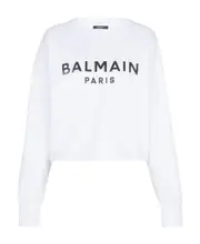 Balmain Drop Shoulder Logo Printed Sweatshirt S,M,XXL White