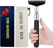 Oversized Portable Extendable Back Scratcher, Upgraded Metal Stainless Steel Telescoping Back Scratcher Tool with Canvas Carrying Bag (Black)