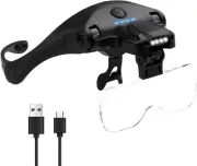 Lupa de diadema con 4 luces LED, recargable