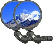 Bike Handlebar Mirror HD Glass Convex Lens Bicycle Rearview Mirror 2PCS Cycling