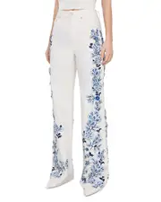 Alice and Olivia Weezy Floral Embroidered Pants