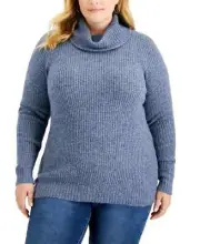 Style & Co Plus Size Cowlneck Tunic Sweater Regal Blue Size 0X