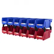 VEVOR Plastic Storage Bin, (276 mm x 139 mm x 128 mm), Hanging Stackable Storage Organizer Bin, Blue/Red, 12-Pack, Heavy Duty Stacking Containers for