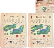 2PC A Golf Dice Board Game Wooden Tabletop Portable Golf Tray with Putting Green