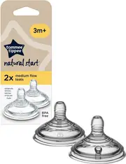 Tommee Tippee Natural Start Anti-Colic Teat Medium Flow Bottle Teat 3 Months+ 2 Pieces