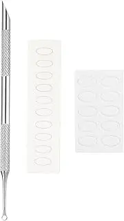 sourcing map 1 Sets Cuticle Pusher Dual Sided, Metal Nail Cuticle Pusher Remover Tool with 100/180 Grit Sandpaper Sheets for Manicure Pedicure Nail Art