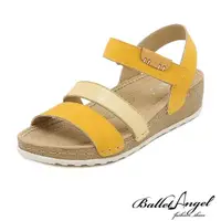 在飛比找momo購物網優惠-【BalletAngel】簡約撞色異材釋壓楔型涼鞋(黃)