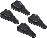uxcell 4.5"x2.6" Embroidery Scissors Sheath, 4 Pack PU Leather Nail Cuticle Scissor Cover Small Pointed Nippers Scissors Protective Case, Black