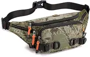 [Viriber] Tactical Fanny Pack for Men Women Military Waist Bag Molle Utility Hip Belt Pouch Crossbody Bags Bumbag for Cycling Hiking Walking Fishing, Camo, One Size