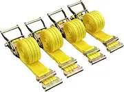 4 Pack E-Track Ratchet Straps 2" x15' 4400LB Tie Down