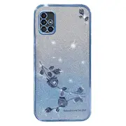 For Samsung Galaxy A51 5g Sm-a516 Soft Tpu Phone Case Flower Rhinestone Decor Gradient Glitter Cover