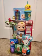 Cocomelon JJ Easter Gift Basket for Kids Fun Toys and Activity Bundle