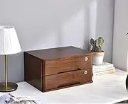 Solid wood desktop file cabinet with lock, rustic wood storage box perfect for desktop organization and data storage