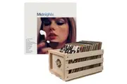 Crosley Record Storage Crate + Taylor Swift - Midnights Vinyl Album Bundle | Moonstone Blue Edition